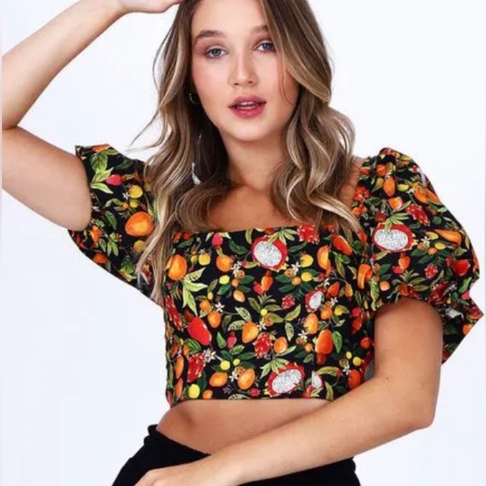 Crop top Farm Rio Tropical Fruit summer pattern
